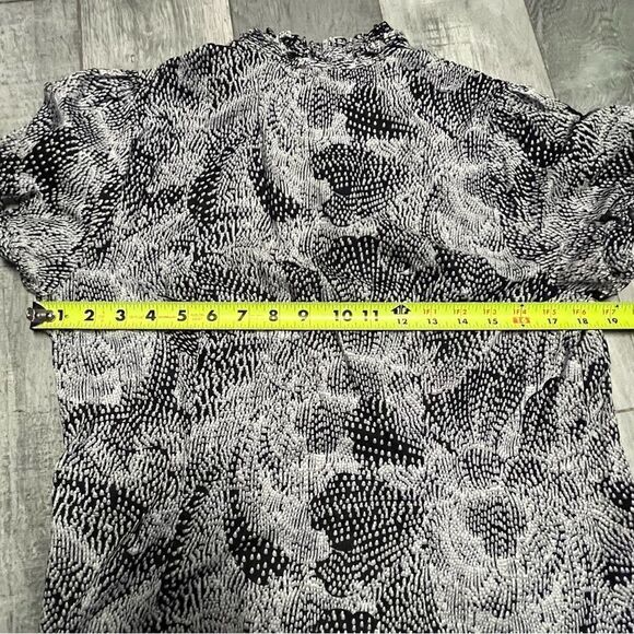 VTG 90s The Limited Black White Dot Floral Puff Cap Short Sleeve Button Shirt L - Picture 10 of 15